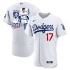 shohei ohtani 17 los angeles dodgers signed welcome to the sho 2023 home elite men jersey white