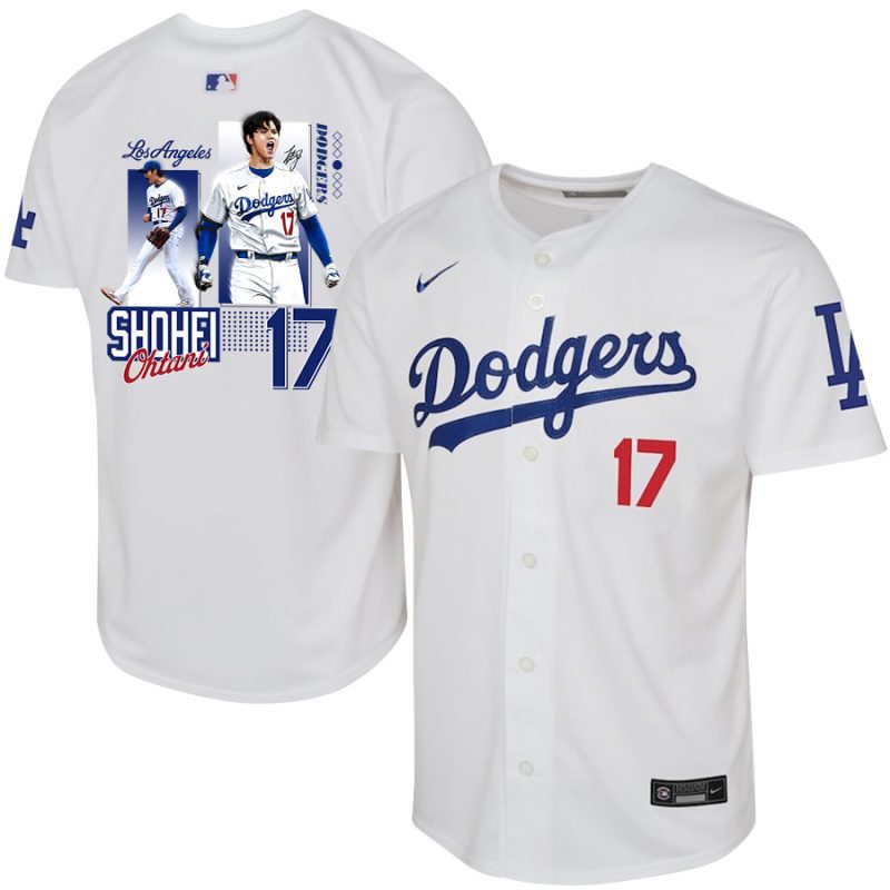 shohei ohtani 17 los angeles dodgers signed welcome to the sho youth home jersey white