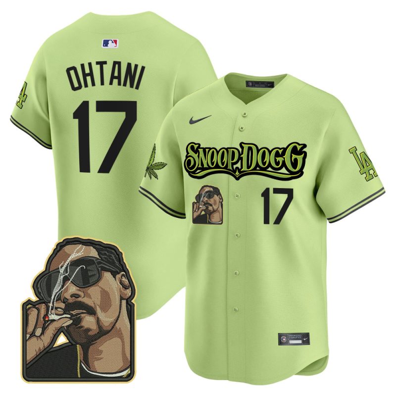 shohei ohtani 17 los angeles dodgers snoop dogg men jersey light green