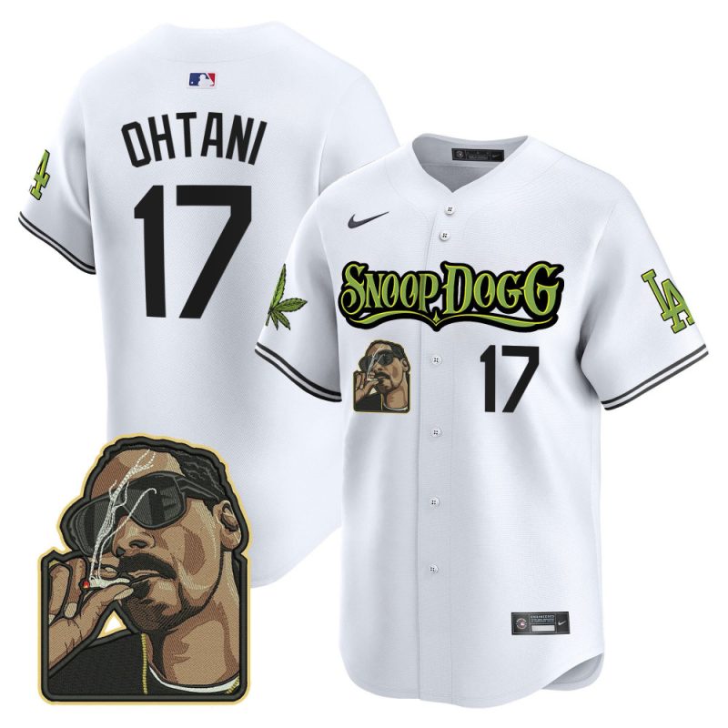 shohei ohtani 17 los angeles dodgers snoop dogg men jersey white