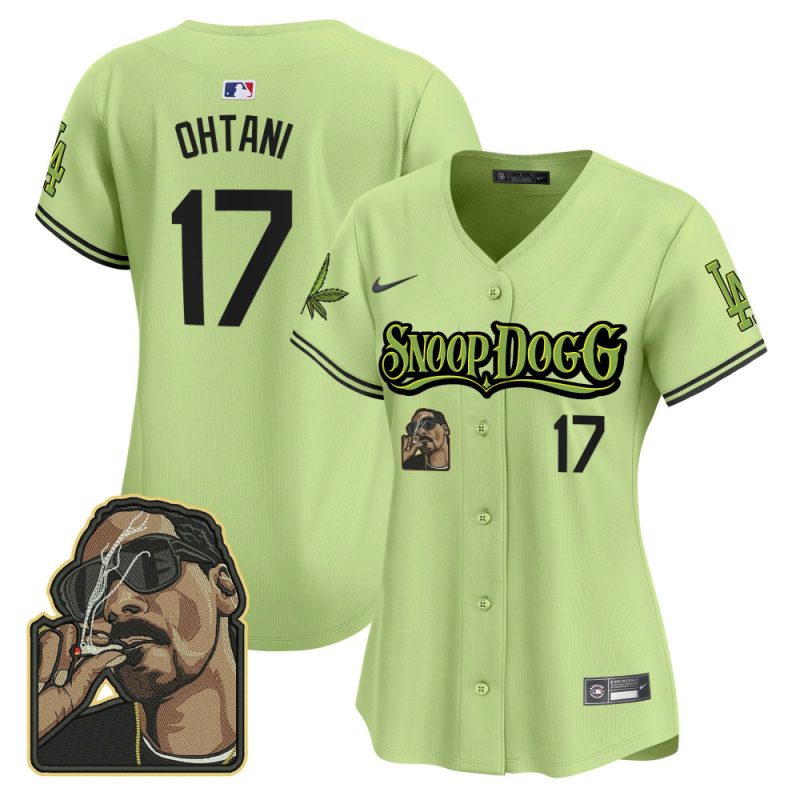 shohei ohtani 17 los angeles dodgers snoop dogg women jersey light green