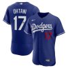 shohei ohtani 17 signed los angeles dodgers alternate elite jersey men royal jersey