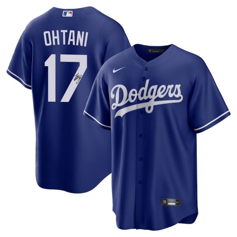 shohei ohtani 17 signed los angeles dodgers alternate jersey men royal jersey