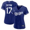 shohei ohtani 17 signed los angeles dodgers home jersey women royal jersey