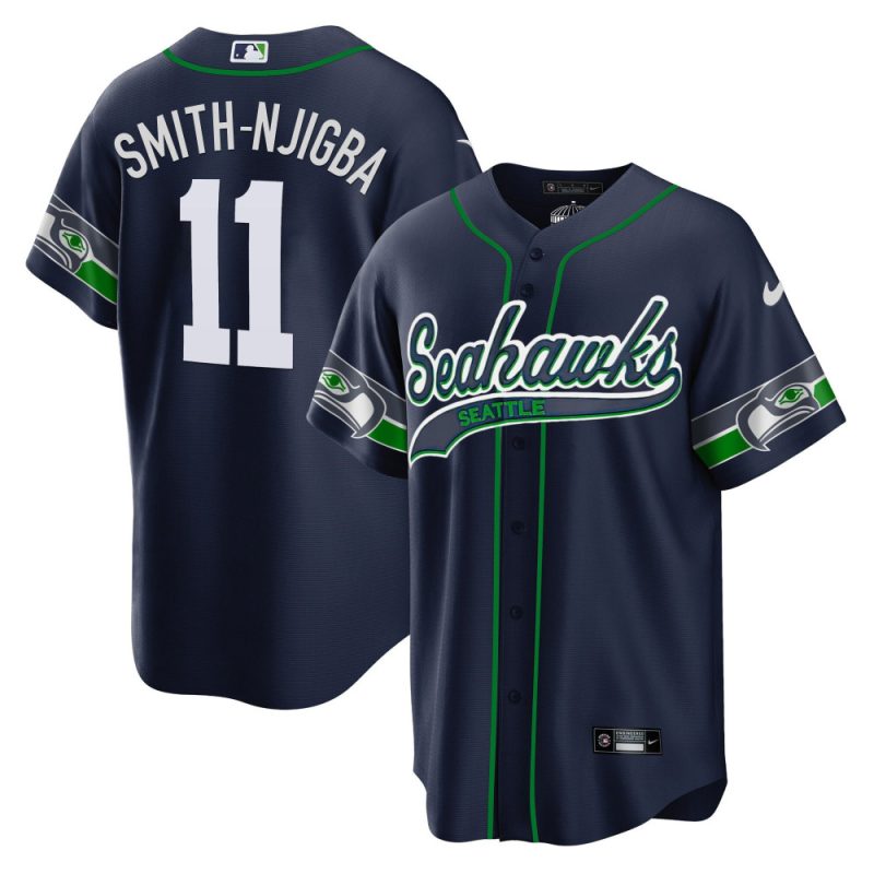 smith njigba 11 seattle seahawks men jersey navy