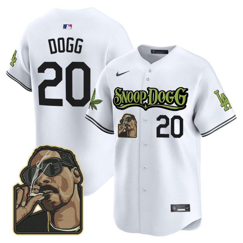 snoop dogg 20 los angeles dodgers snoop dogg men jersey white