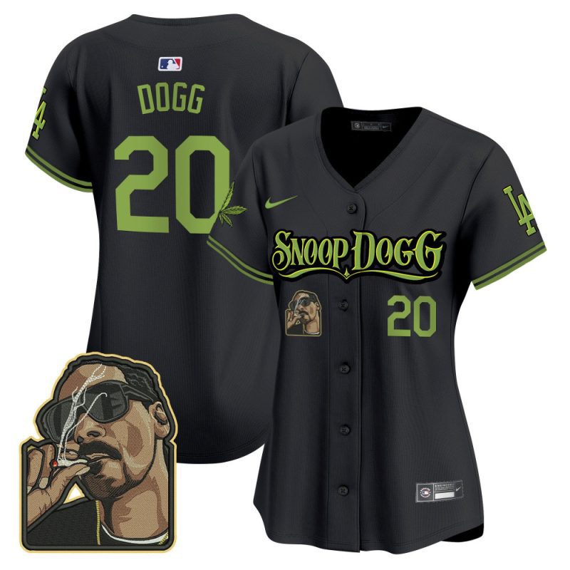 snoop dogg 20 los angeles dodgers snoop dogg women jersey black