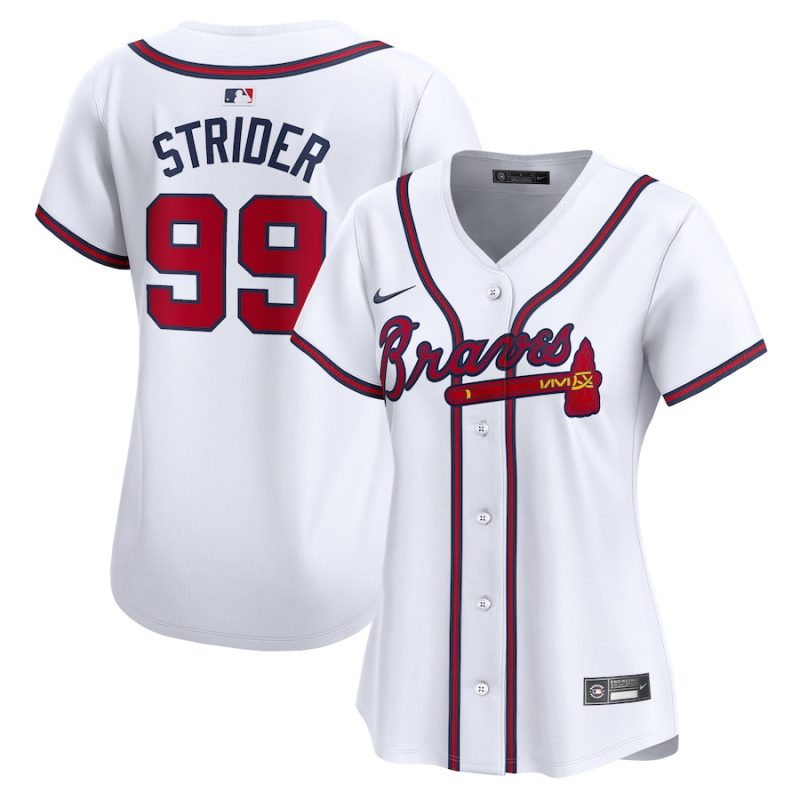 spencer strider 99 atlanta braves women home limited player jersey white