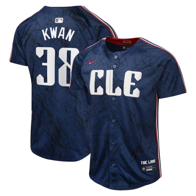 steven kwan 38 cleveland guardians 2024 city connect limited youth jersey navy