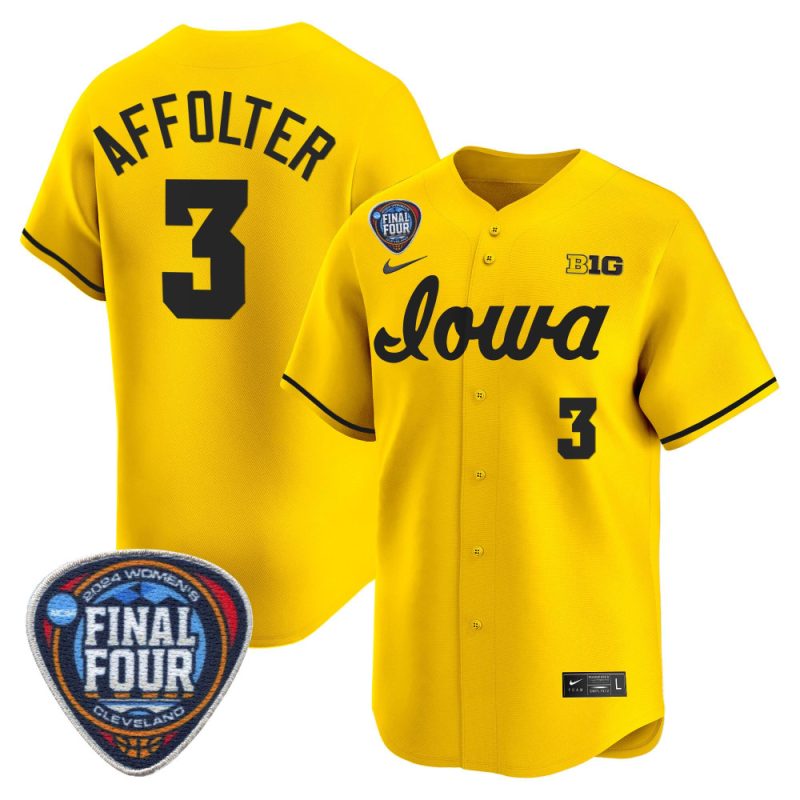 sydney affolter 3 iowa hawkeyes 2024 final four patch men jersey gold