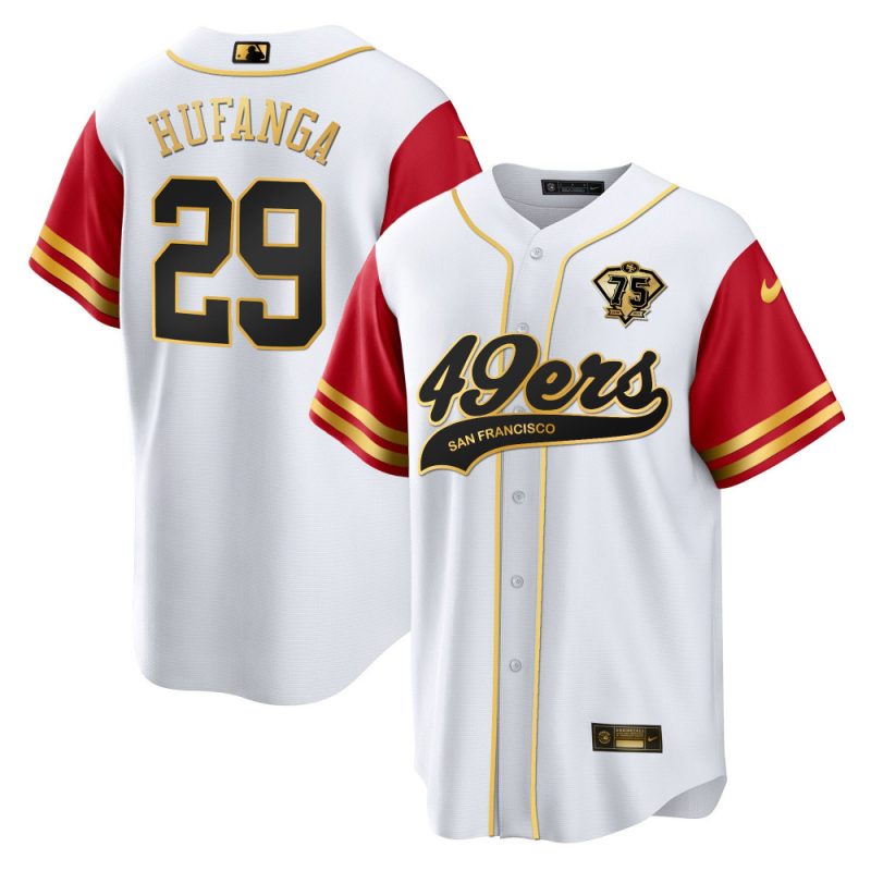 talanoa hufanga 29 san francisco 49ers baseball men jersey color sleeve