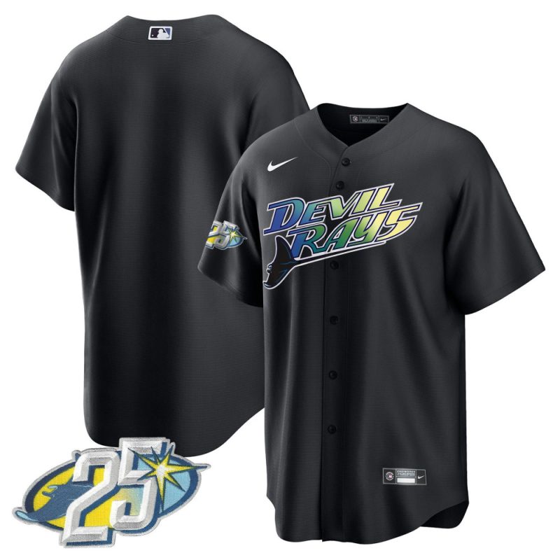 tampa bay rays 25th anniversary patch men jersey black