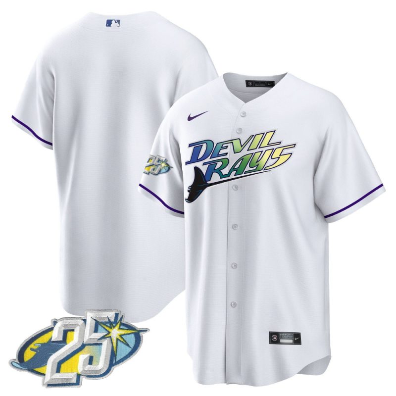 tampa bay rays 25th anniversary patch men jersey white