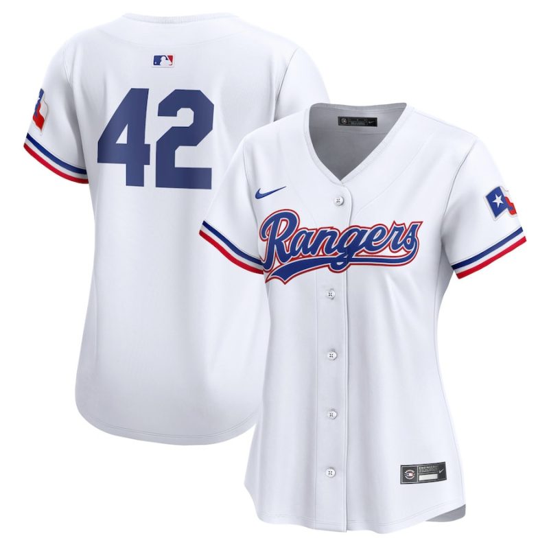 texas rangers 2024 jackie robinson day home limited women jersey white