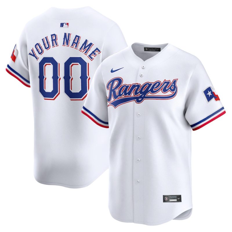 texas rangers home limited custom youth jersey white