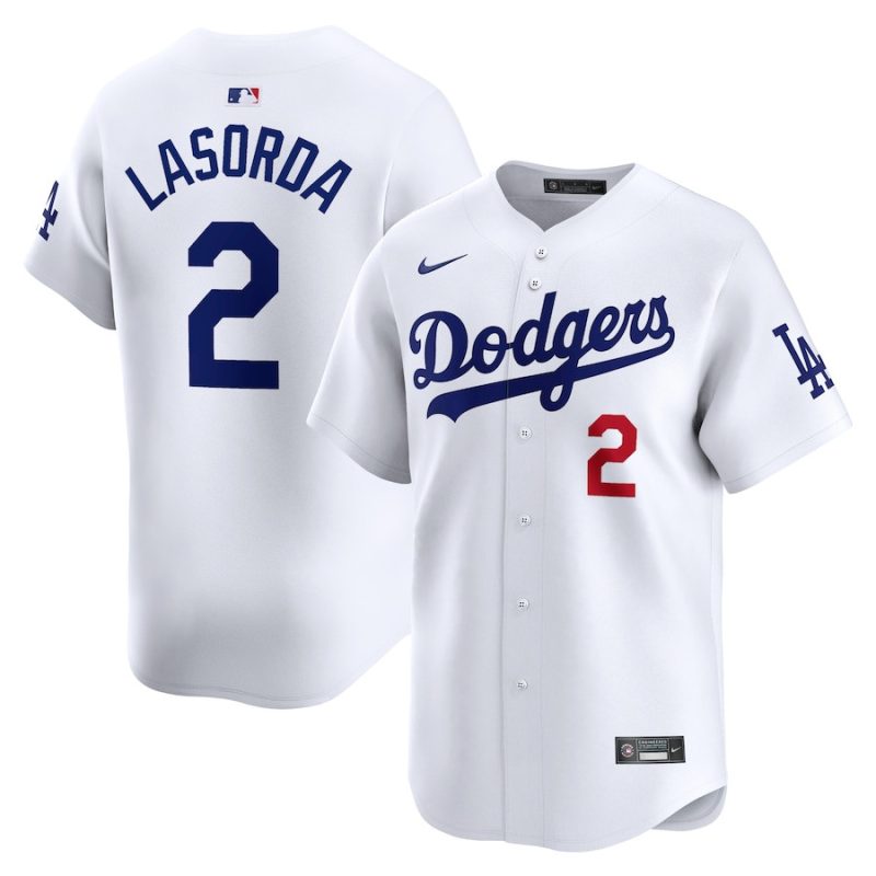 tommy lasorda 2 los angeles dodgers home limited player men jersey white