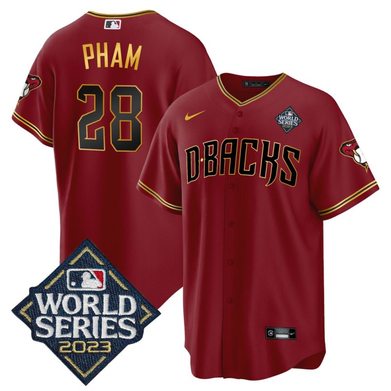 tommy pham 28 arizona diamondbacks 2023 world series men jersey crimson gold