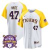 tommy white 47 lsu tigers 2023 color sleeves champions baseball men jersey white alternate