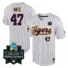 tommy white 47 lsu tigers college world series baseball men jersey white pinstripe