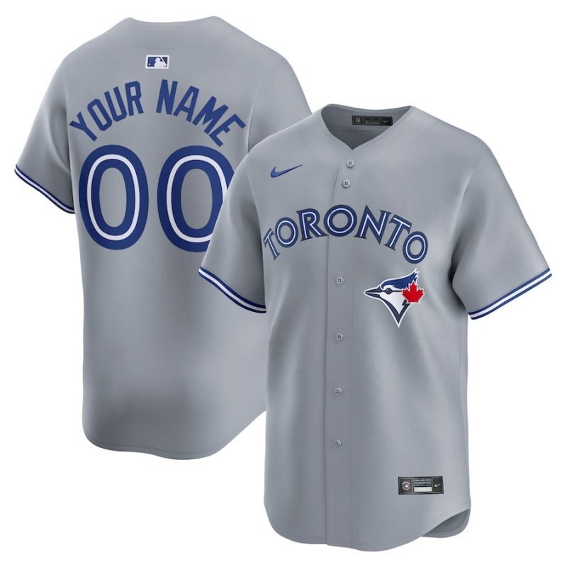 toronto blue jays away limited custom men jersey gray