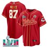 travis kelce 87 kansas city chiefs super bowl lvii patch men jersey red