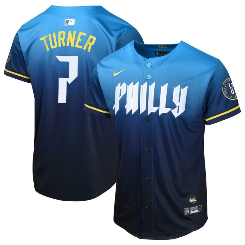 trea turner 7 philadelphia phillies 2024 city connect limited youth jersey blue