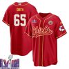 trey smith 65 kansas city chiefs super bowl lviii baseball men jersey red