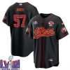 truman jones 57 kansas city chiefs super bowl lviii baseball men jersey black