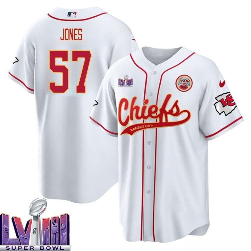 truman jones 57 kansas city chiefs super bowl lviii baseball men jersey white