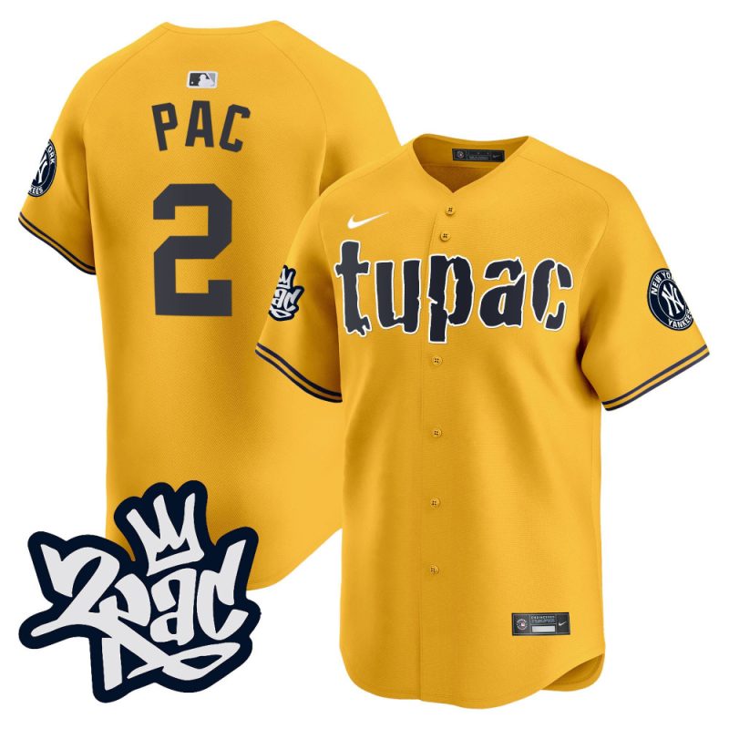 tupac shakur 2 new york yankees tupac shakur men jersey gold