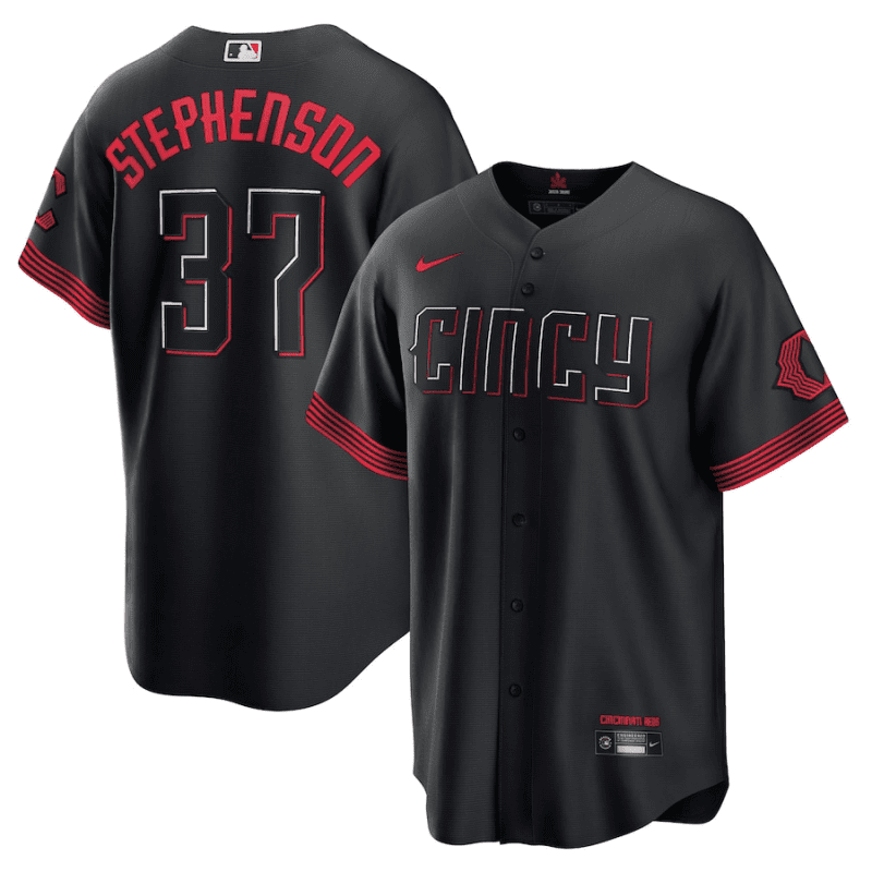 tyler stephenson 37 cincinnati reds 2023 city connect men jersey black