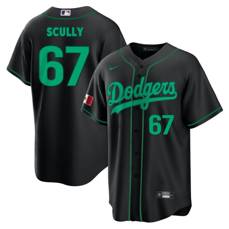 vin scully 67 los angeles dodgers mexico baseball men jersey black