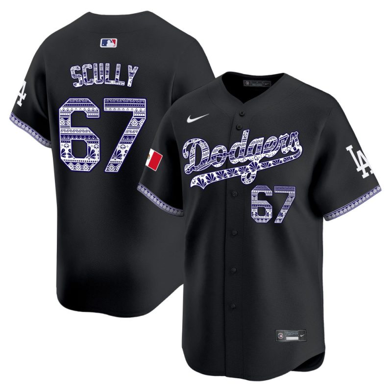 vin scully 67 los angeles dodgers mexico men jersey black