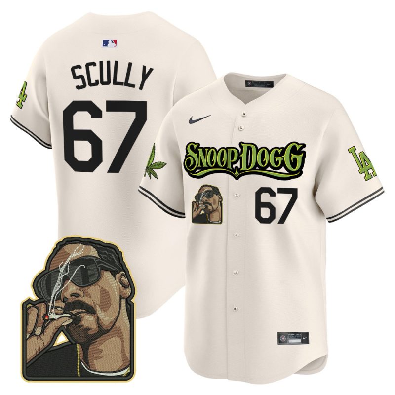 vin scully 67 los angeles dodgers snoop dogg men jersey cream