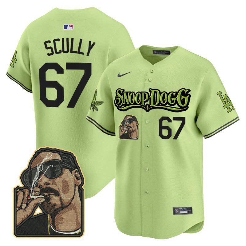 vin scully 67 los angeles dodgers snoop dogg men jersey light green