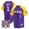 weylin guidry 1 lsu tigers 2023 color sleeves champions baseball men jersey purple alternate