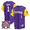 weylin guidry 1 lsu tigers 2023 color sleeves champions baseball men jersey purple sleeves