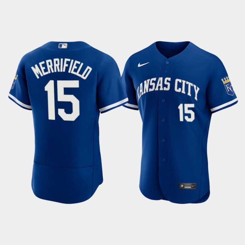 whit merrifield 15 kansas city royals mens 2022 alternate jersey royal jersey