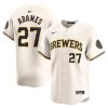 willy adames 27 milwaukee brewers home limited player men jersey cream