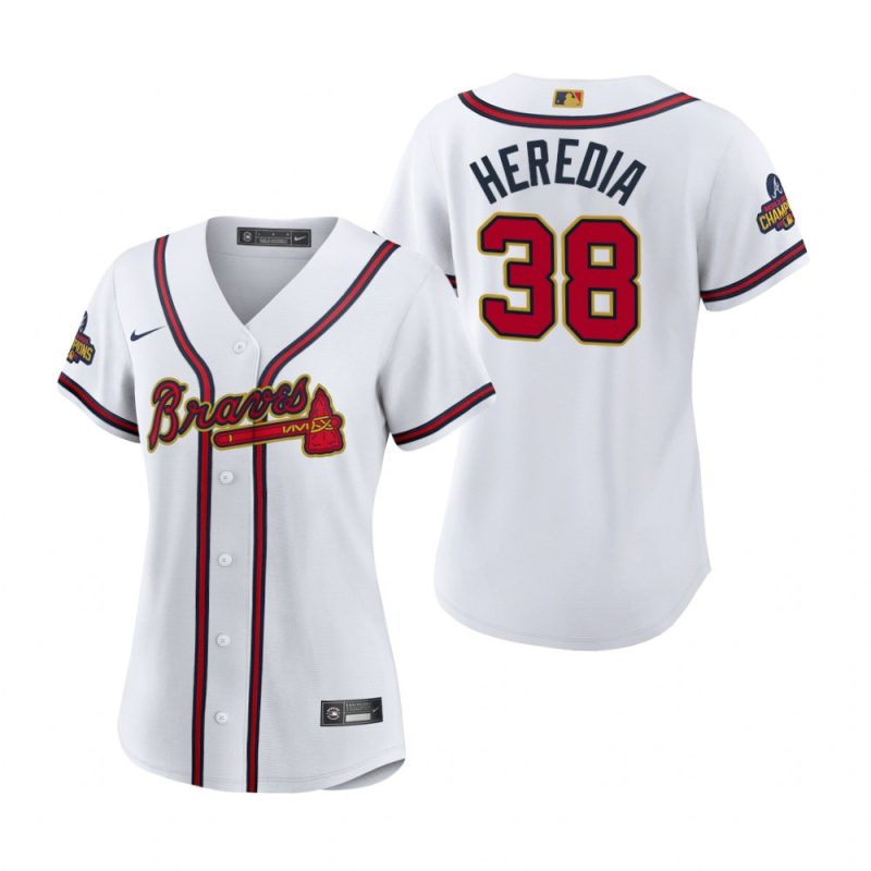 womens guillermo heredia 38 atlanta braves white 2022 gold program jersey