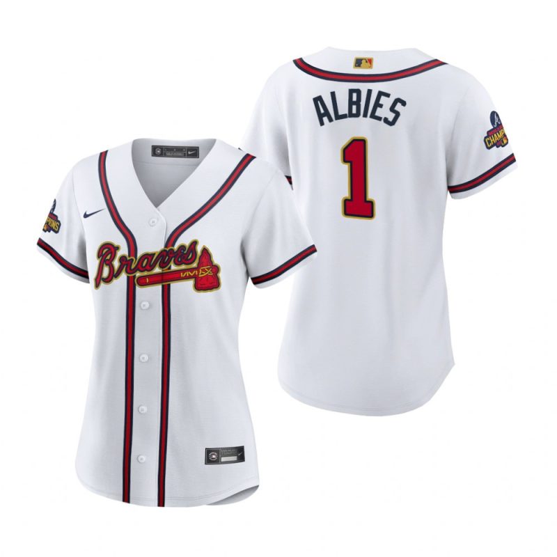 womens ozzie albies 1 atlanta braves white 2022 gold program jersey