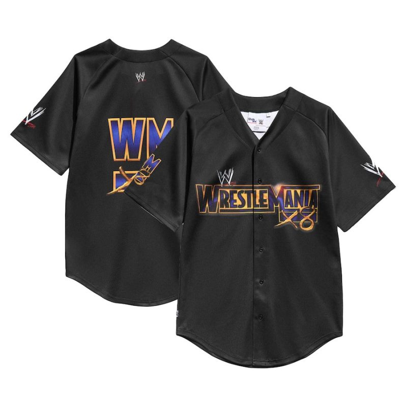 wrestlemania chalk line baseball jersey black