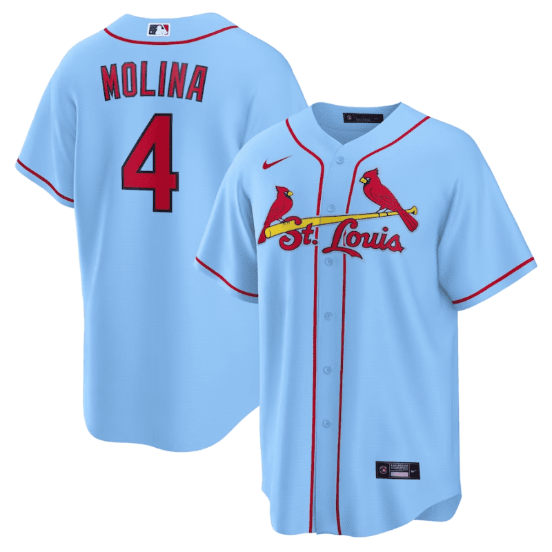 yadier molina 4 st louis cardinals alternate men jersey light blue