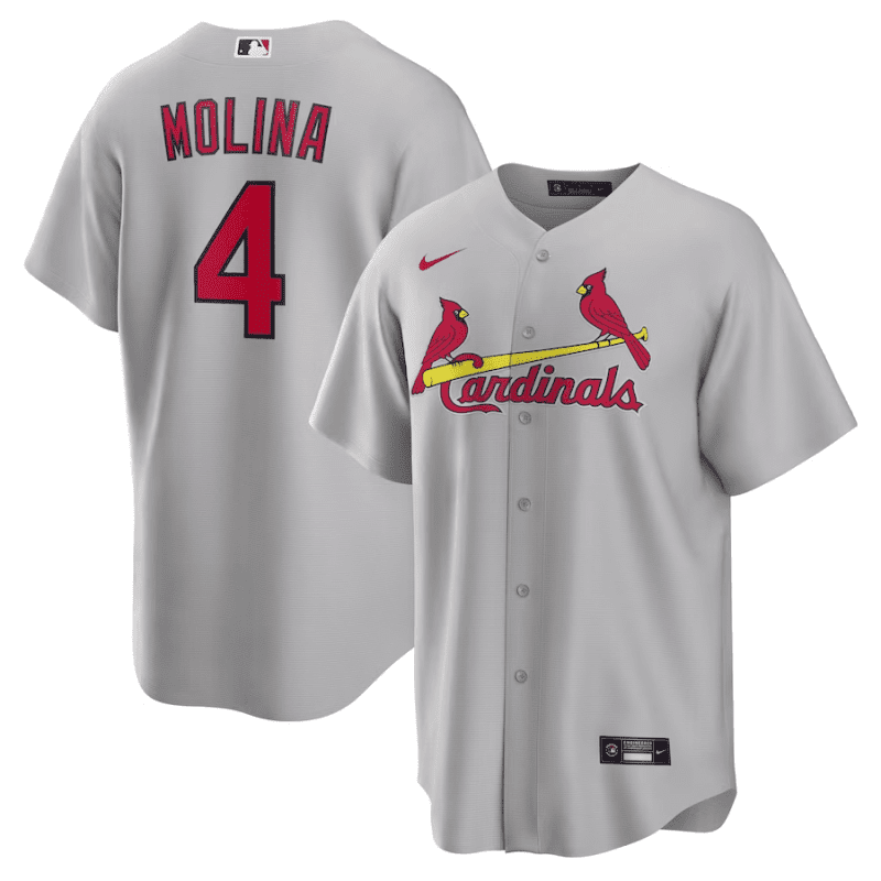 yadier molina 4 st louis cardinals road men jersey gray