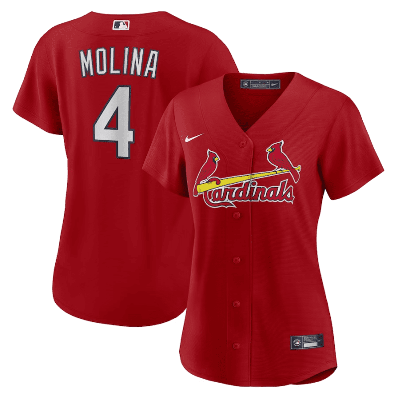 yadier molina 4 st louis cardinals women alternate jersey red