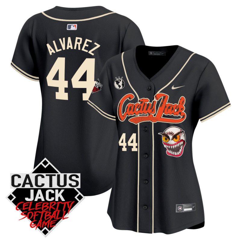 yordan alvarez 44 houston astros cactus jack celebrity softball game patch women jersey black