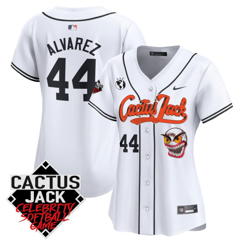 yordan alvarez 44 houston astros cactus jack celebrity softball game patch women jersey white