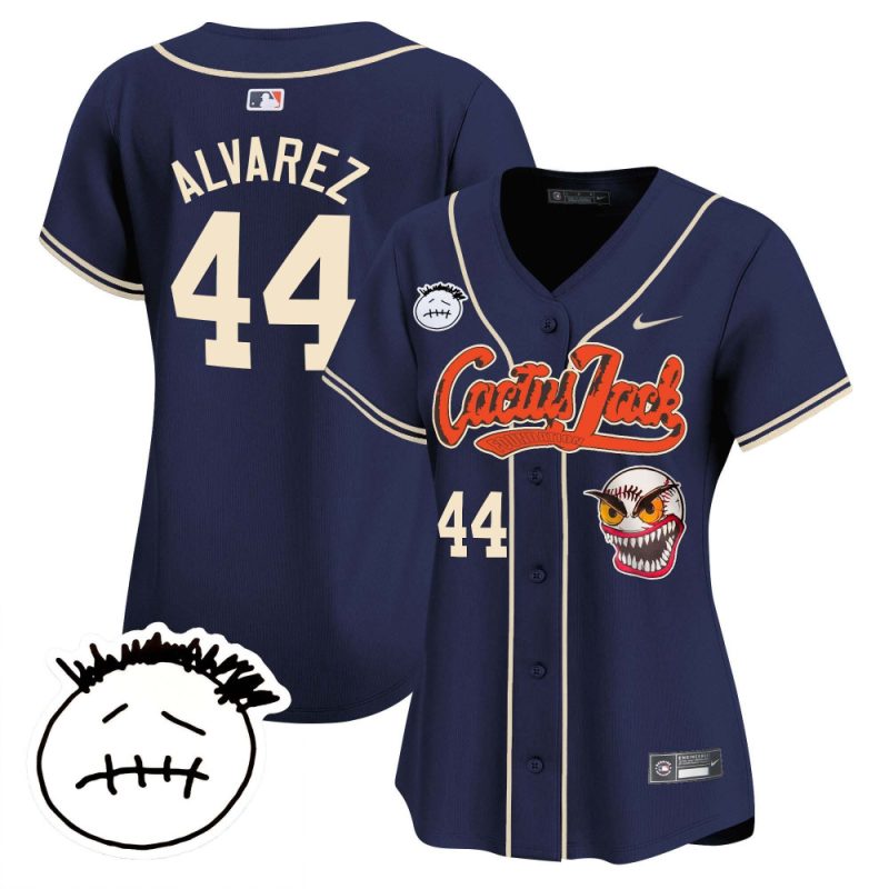 yordan alvarez 44 houston astros cactus jack patch v3 women jersey navy