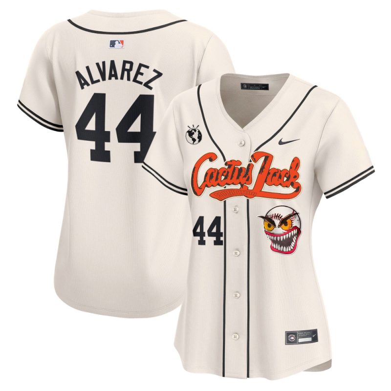 yordan alvarez 44 houston astros cactus jack patch women jersey cream