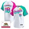 yoshinobu yamamoto 18 los angeles dodgers 2024 los angeles city style california republic patch men jersey alternate